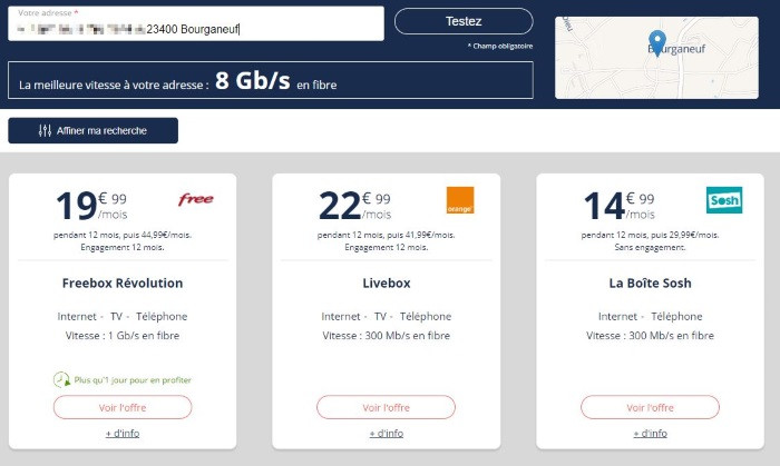 Eligibilité Free fibre dans les premières communes de la Creuse