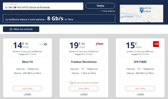 Eligibilité à la fibre Free sur Vaucluse Numérique