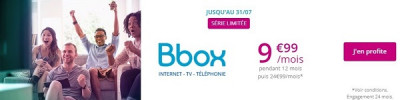 La bbox Série Spéciale est une offre internet de Bouygues Telecom en promotion à seulement 9.99€ par mois la première année.