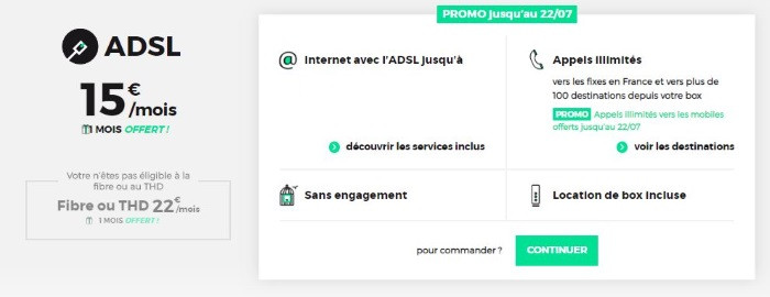 L'abonnement Internet RED ADSL à 15 euros par mois en juillet 2019