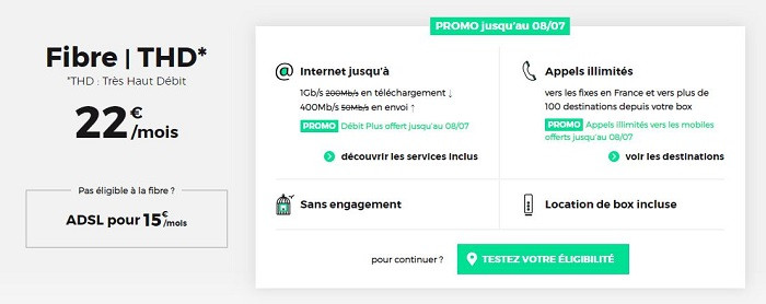 Internet en promotion chez RED en juillet 2019 avec les options Débit plus et appels illimités vers les mobiles