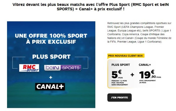 Box Internet : promo SFR avec Canal, RMC Sport et beIN SPORTS