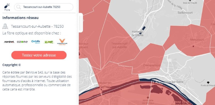 Carte de la fibre dans les Yvelines