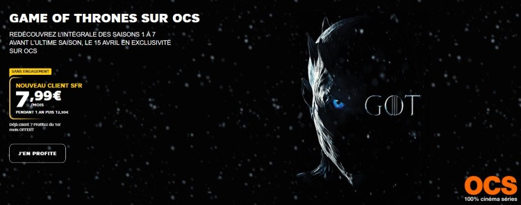 OCS en promotion en mars 2019 avec les box Internet SFR