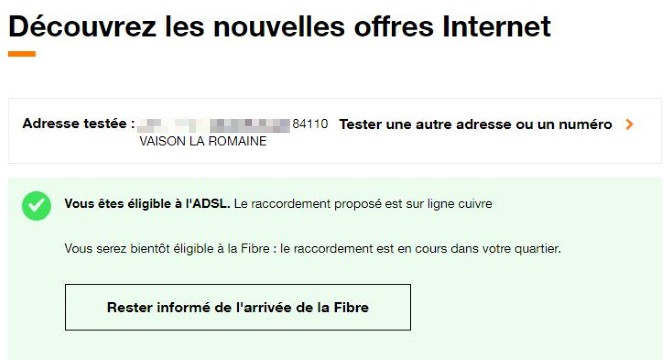 Orange : eligibilité à la fibre sur les RIP Axione