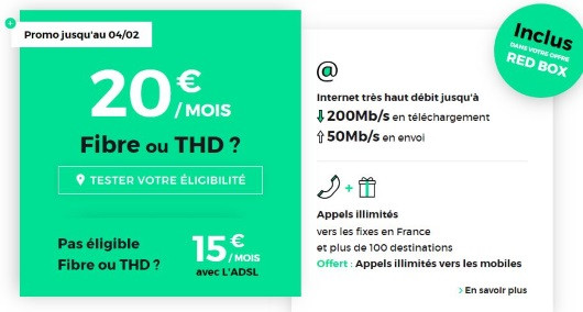 La Box Internet RED fibre à 20 euros par mois, sans hausse de prix au bout de 12 mois