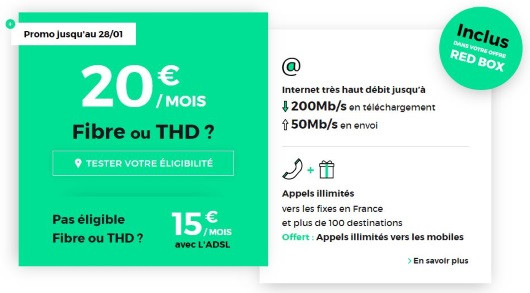 Les abonnements Internet pas cher de RED, avec appels vers les mobiles inclus jusqu'au 28 janvier 2019