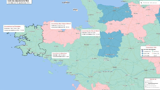 La fibre en déploiement avec la carte Arcep