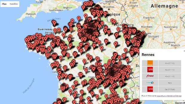 La carte de couverture FttH et FttB des OCEN