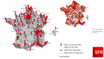 Les cartes de couverture SFR fibre et 4g