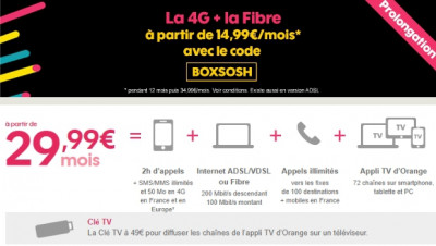 Sosh mobile + Livebox, -15€/-20€ par mois avec le code BOXSOSH