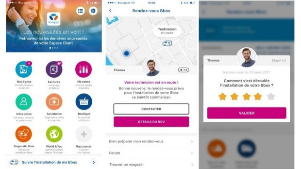 Application Espace Client pour gérer l'installation de sa Bbox et noter le technicien