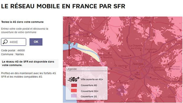 SFR couverture 4G et 4G+