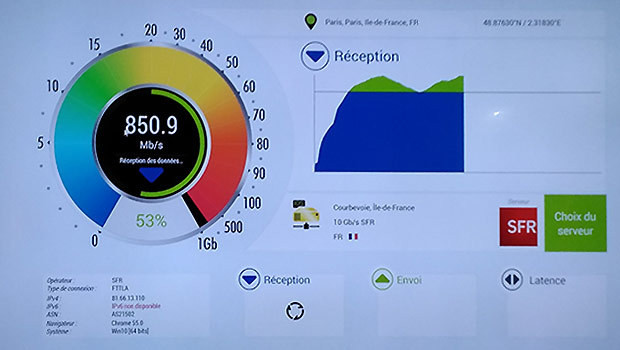 Des débits en download FTTLa qui oscillet entre 800 Mbit/s et 1Gbit/s