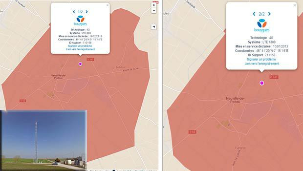 Le site 4G avec les antennes Bouygues Telecom