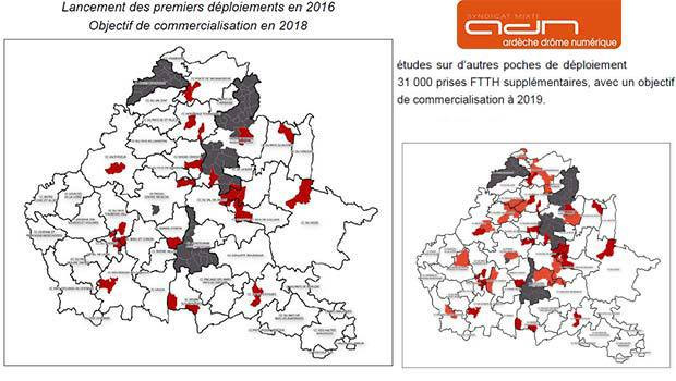 Déploiements en 2016 et 2017 du FTTH par ADN