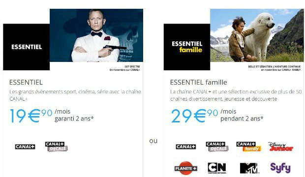 Les formules Canal Essentiel et Essentiel famille