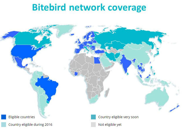 bitebird pays éligibles