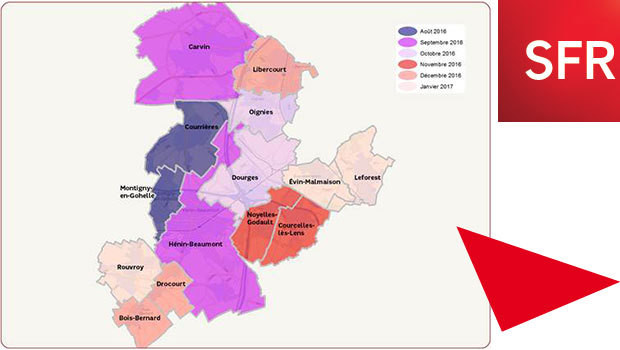 Le calendrier de déploiement fibre SFR pour l'Agglomération d’Hénin-Carvin