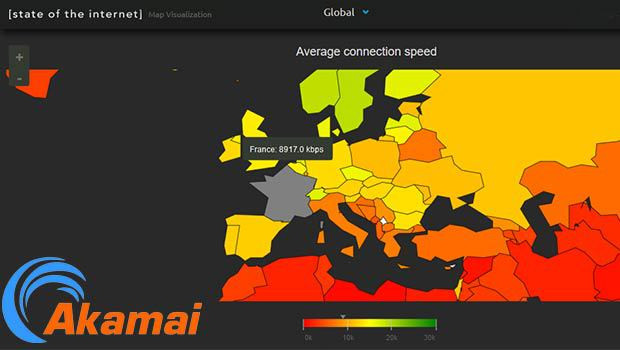 La carte du monde des connexions Internet Akamai