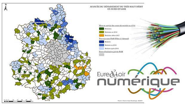 Le carte de la fibre optique Eure-et-Loir Numérique