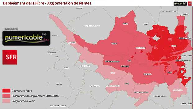 Le déploiement prévisionnel de la Fibre SFR sur la region de Nantes'