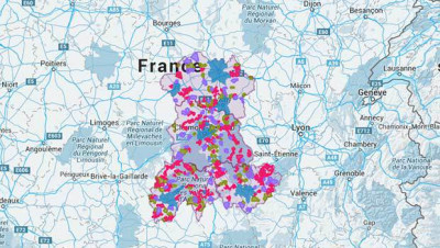 La carte Auvergne Très Haut Débit de la couverture en THD de la région