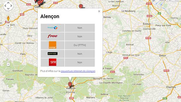 La couverture fibre optique du département, avec uniquement Orange qui fait les efforts d’investissement 