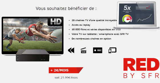 L’offre RED Fibre TV compatible avec les reductions RED Multi mobile
