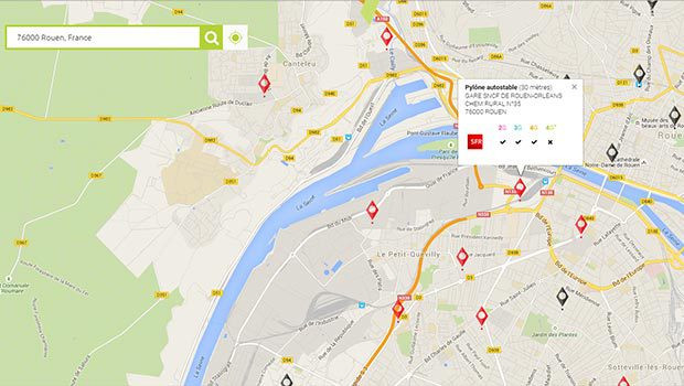 La couverture mobile 4G de Rouen