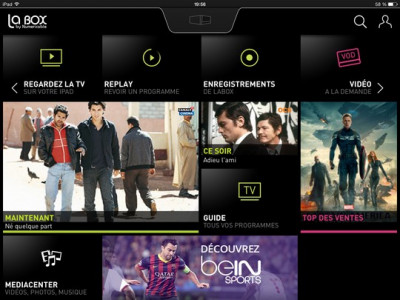 Ecran d'accueil de l'application LaBox TV sur iPad