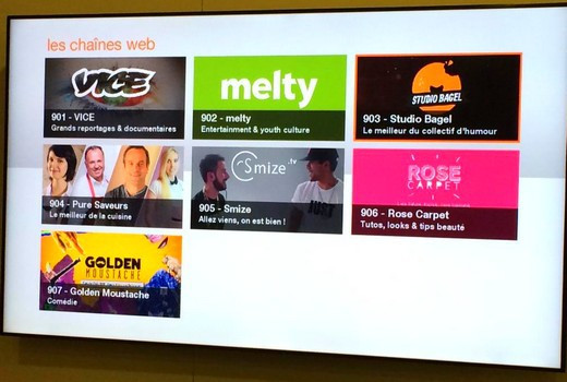 Les chaines Web sur la TV d'Orange