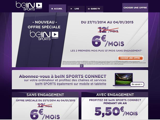 Offres promotionnelles beIN SPORTS jusqu'au 4 janvier 2015