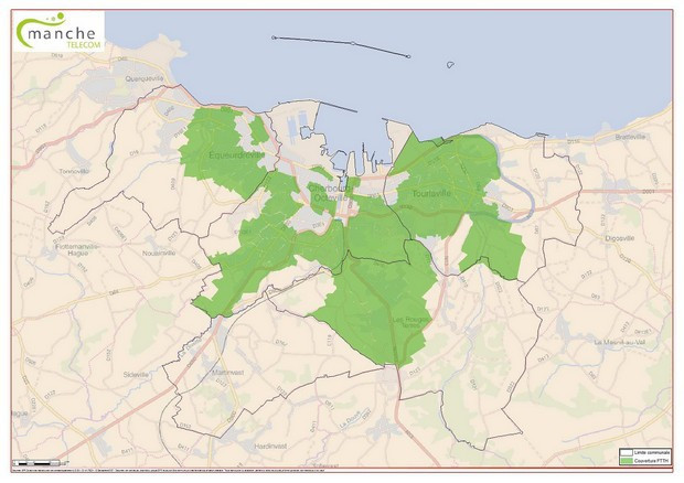 Carte de la fibre optique de SFR à Cherbourg