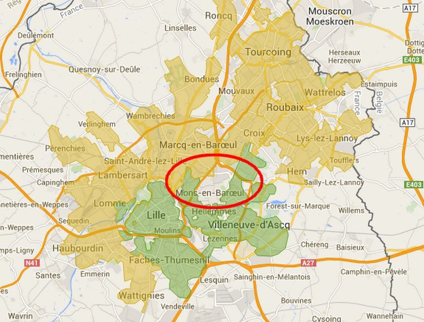 carte fibre optique de Numericable de la communauté urbaine de lille