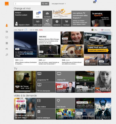 la nouvelle interface web du portail d'Orange