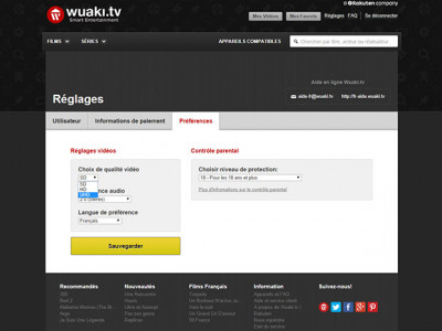Wuaki.TV : contrôle parental, contenus en SD/HD/UHD