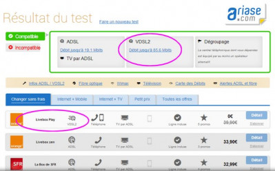 Le test d'éligibilité Ariase est compatible avec le VDSL2 d'Orange