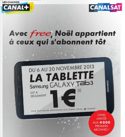 La tablette à 1€ chez Free pour un abonnement Canal+