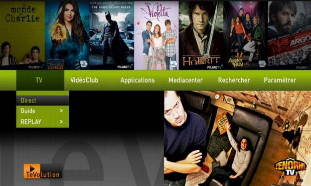 interface de la TV par ADSL Numericable / Tevolution