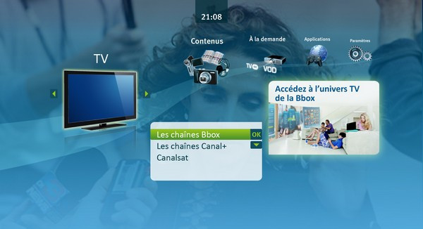 Interface TV Bbox Sensation